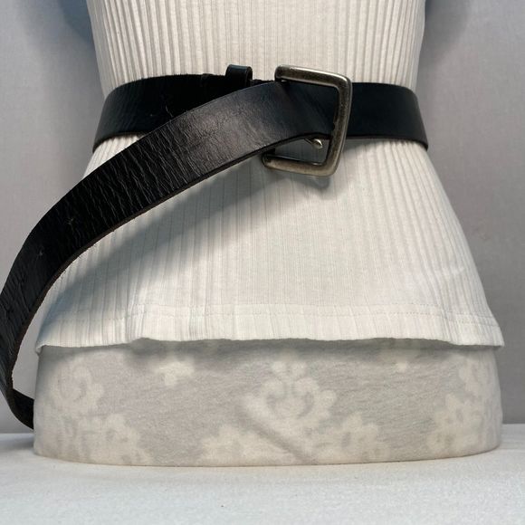 American Eagle Genuine Leather Belt Unisex Size XL Basic Black Distressed - Picture 1 of 11
